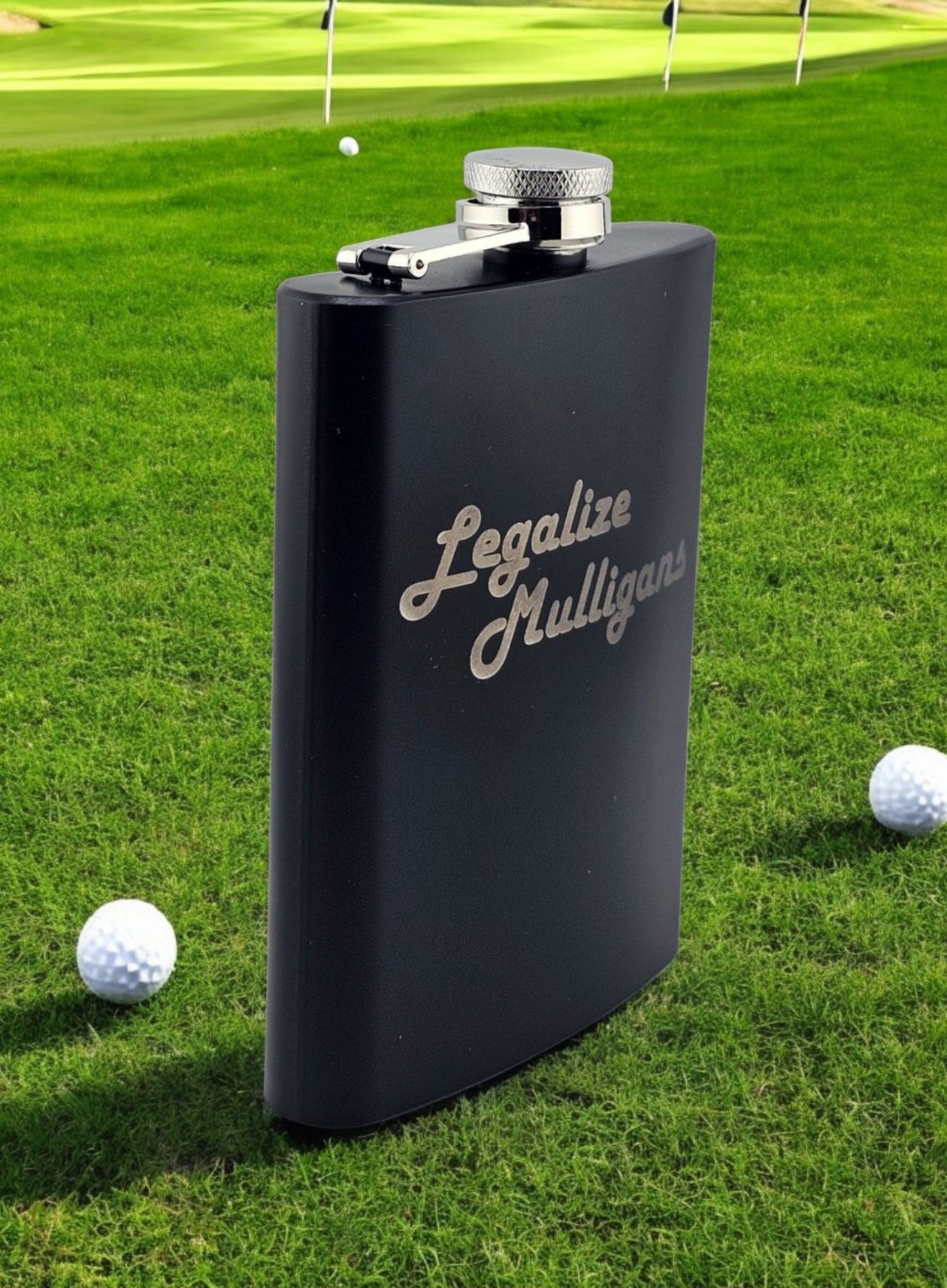 Legalize Mulligans Engraved 8oz Flask Matt Black Portable Drinking Container Stainless