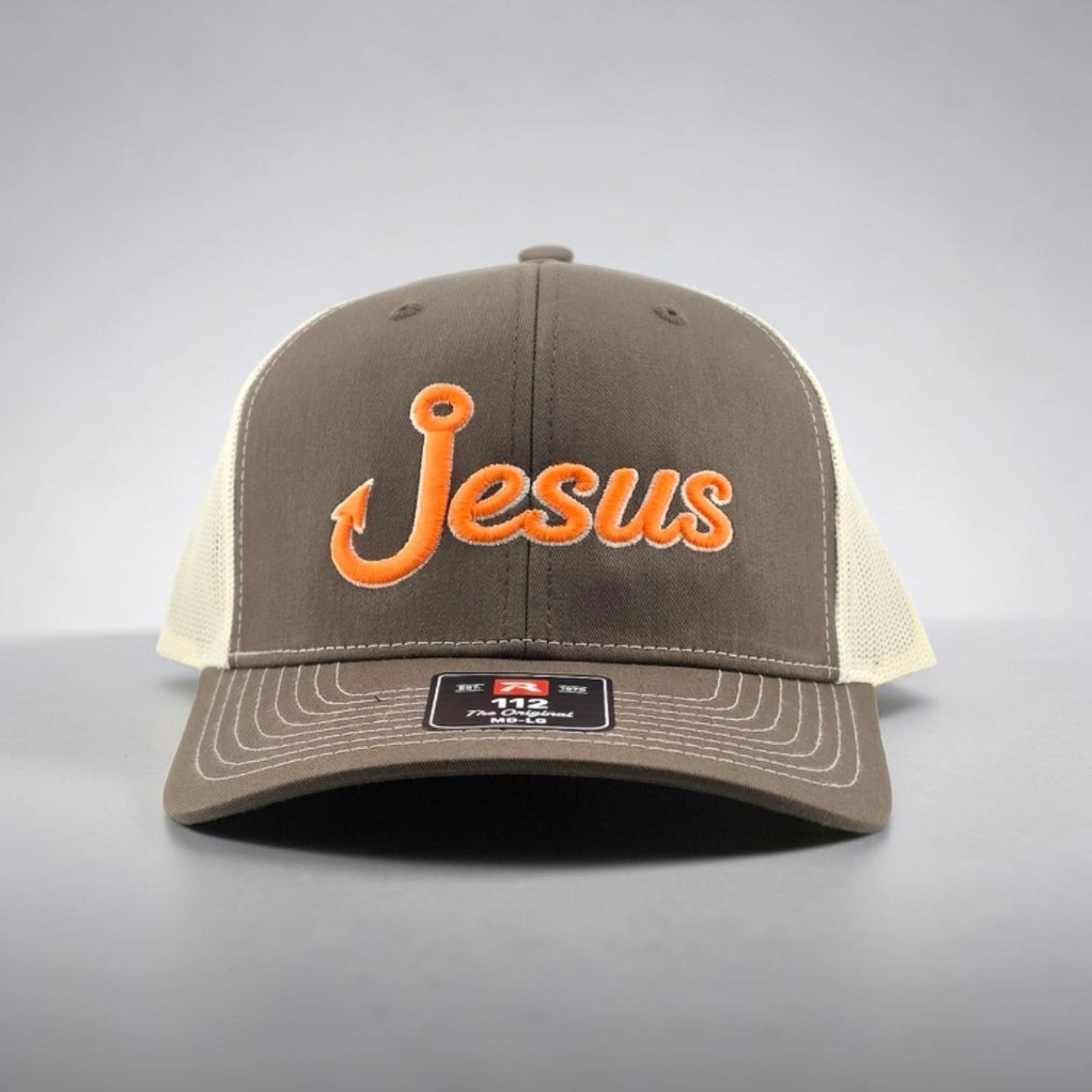Jesus, Fish Hook, 3D Puff Embroidered Richardson 112 Snapback Trucker Hat