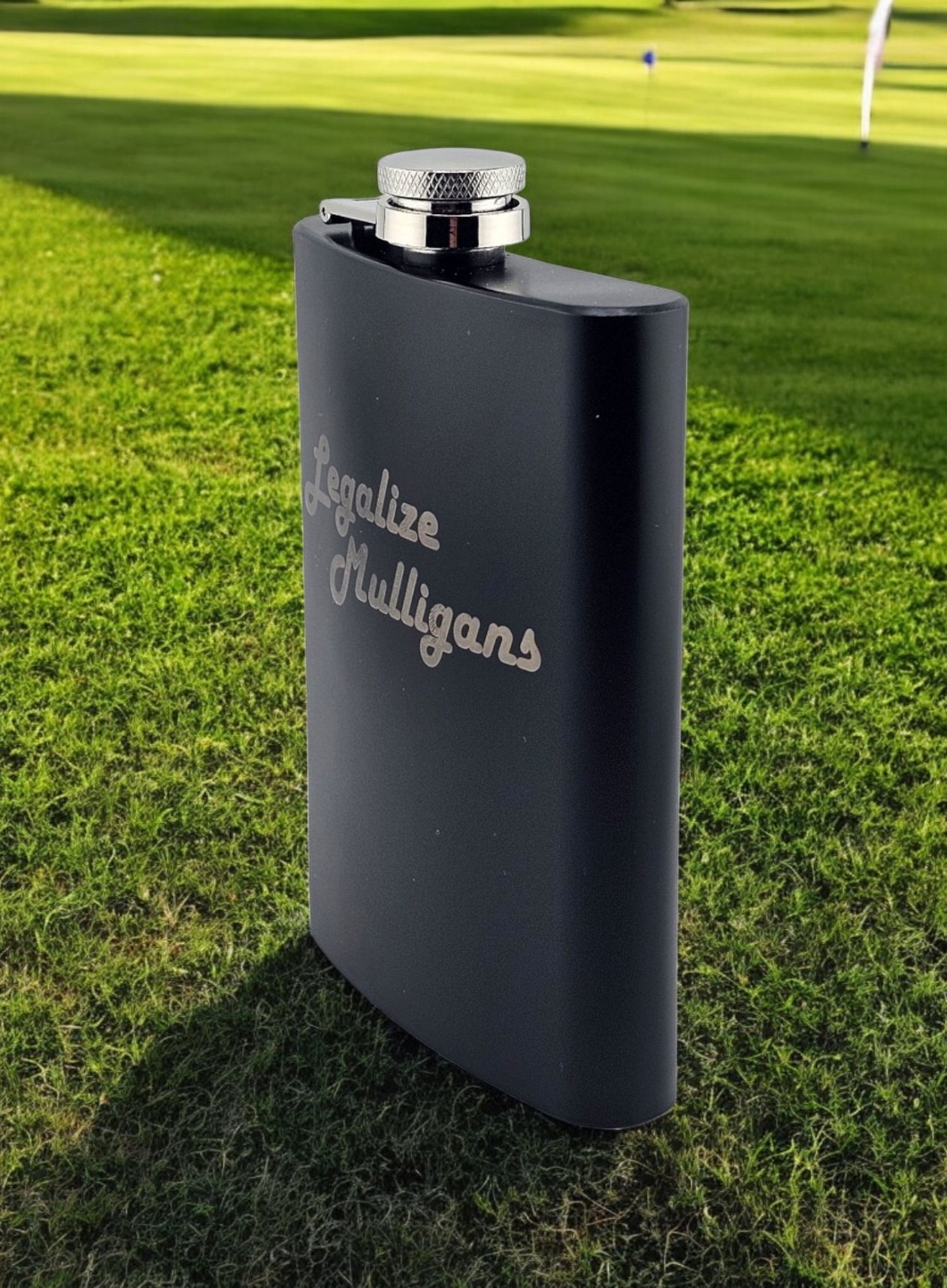 Legalize Mulligans Engraved 8oz Flask Matt Black Portable Drinking Container Stainless