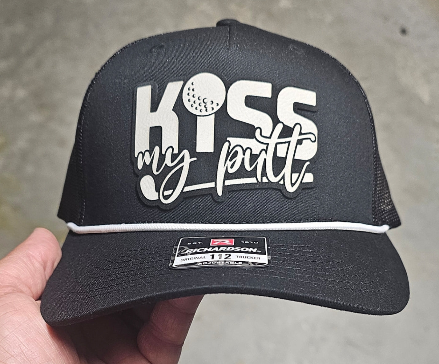 Kiss My Putt Trucker Rope Hat, Golf hat, Golf accessory, Funny golf hat, Vintage rope hat, Adjustable snapback hat, Richardson112, Dad Hat, Father Hat, Grandfather Hat, Uncle Hat, Breathable golf cap, Stylish golf gear, Unique golf gifts