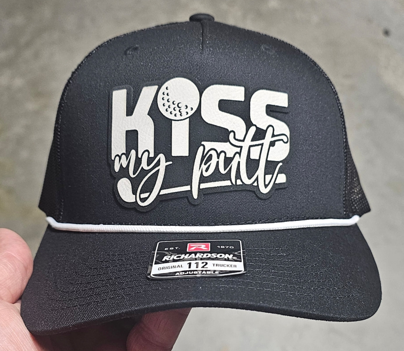 Kiss My Putt Trucker Rope Hat, Golf hat, Golf accessory, Funny golf hat, Vintage rope hat, Adjustable snapback hat, Richardson112, Dad Hat, Father Hat, Grandfather Hat, Uncle Hat, Breathable golf cap, Stylish golf gear, Unique golf gifts