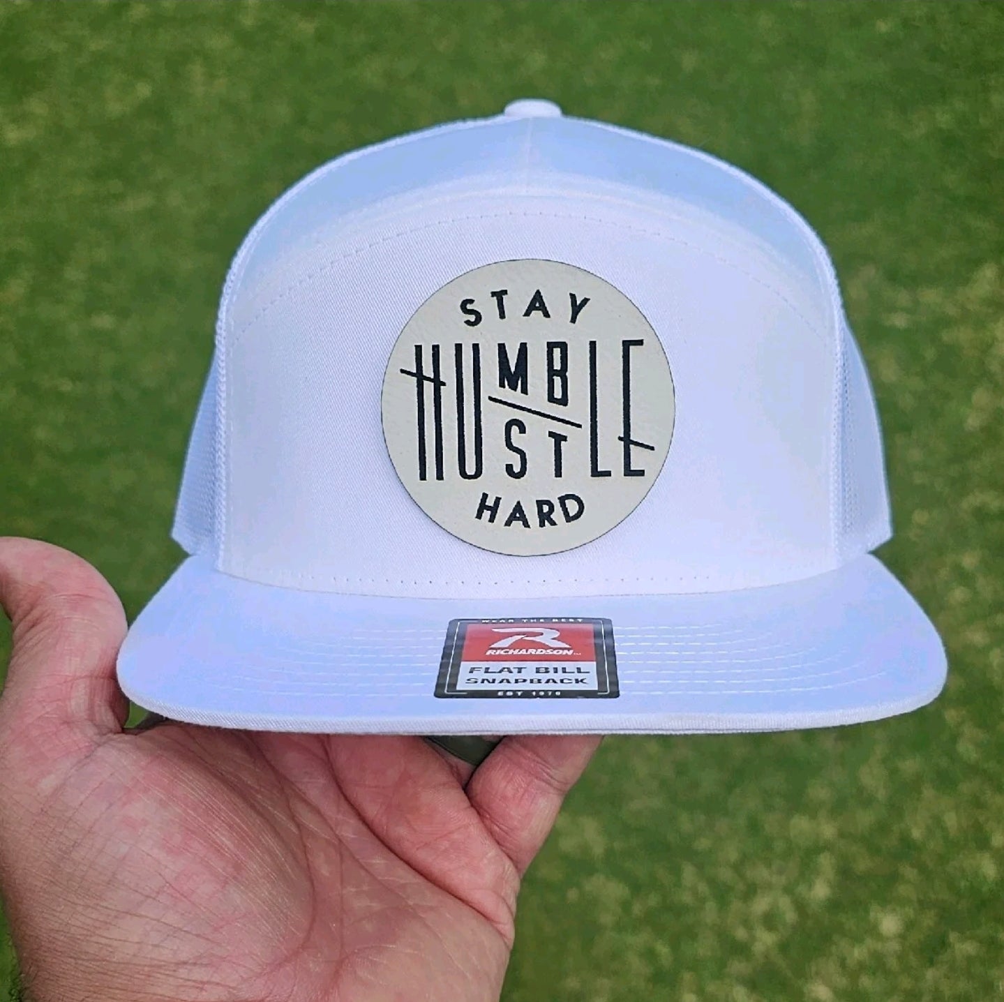 Stay Humble Hustle Hard Blue Collar,
Richardson 168 7 panel Flat Bill Hat,
Baseball Cap